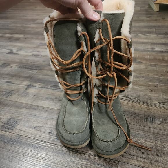 Ugg Australia Whitley 5230 Women's 7 Olive Green Lace Up Tall Boots BX38 - Picture 4 of 11